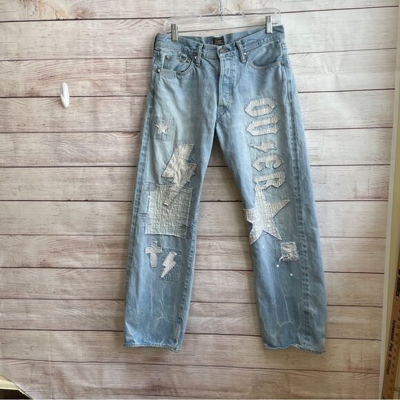VINTAGE OVER THE STRIPES BUTTON FLY JEANS.  UNION MADE IN‎ USA. - Picture 1 of 15
